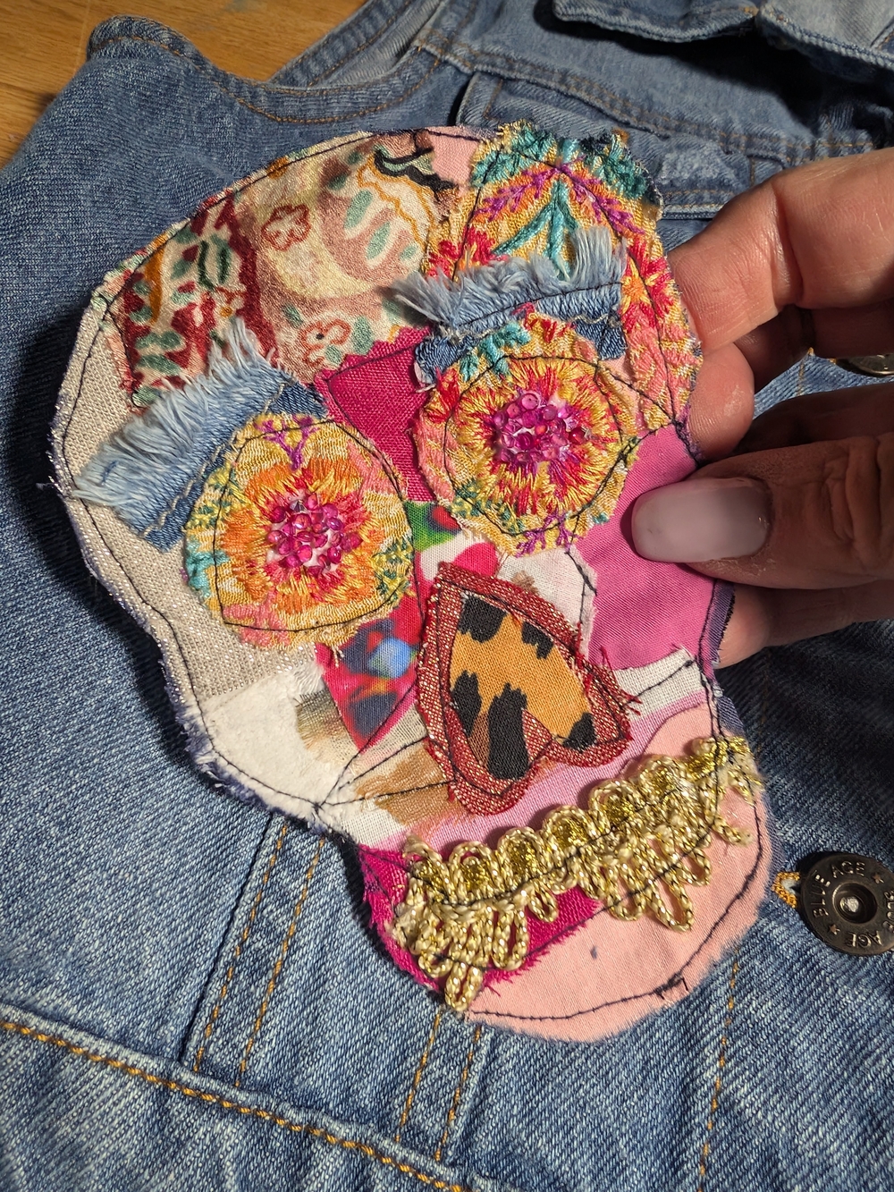 Handcrafted Multicolor Floral Patch Accent Bag